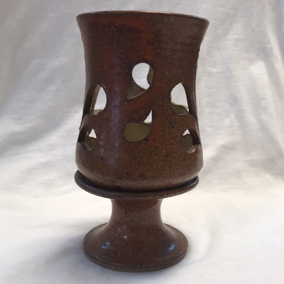 Vintage/MCM Stoneware Pottery Artist Signed Candle Holder - Picture 4 of 8